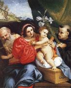LOTTO, Lorenzo The Virgin and Child with Saint Jerome and Saint Nicholas of Tolentino oil painting picture wholesale